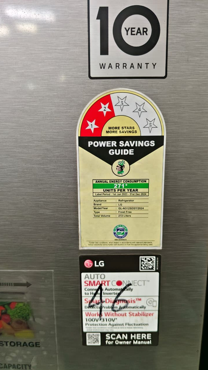Refurbished LG 272L Double Door Refrigerator