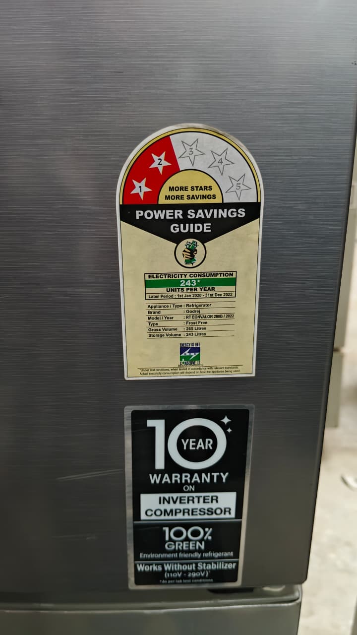 Refurbished Godrej 243L Double Door Refrigerator