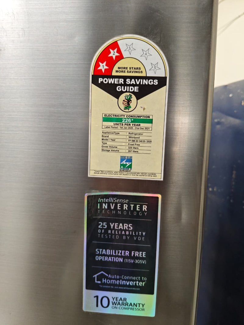 Refurbished Whirlpool 325L Double Door Refrigerator