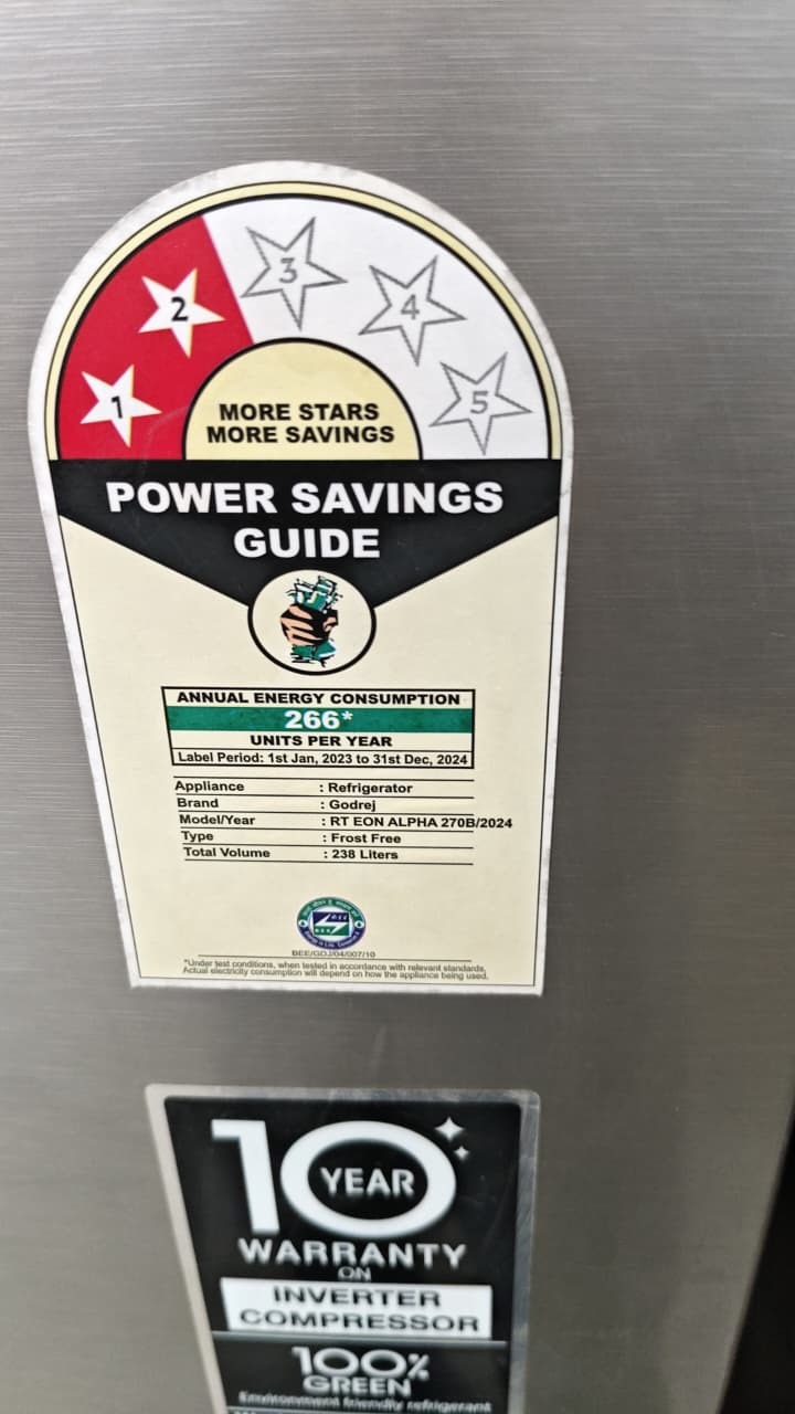 Refurbished Godrej 238L Double Door Refrigerator